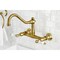 Kingston Brass KS3247PL Two-Handle Wall Mount Bathroom Faucet, Brushed Brass KS3247PL - alternate 3